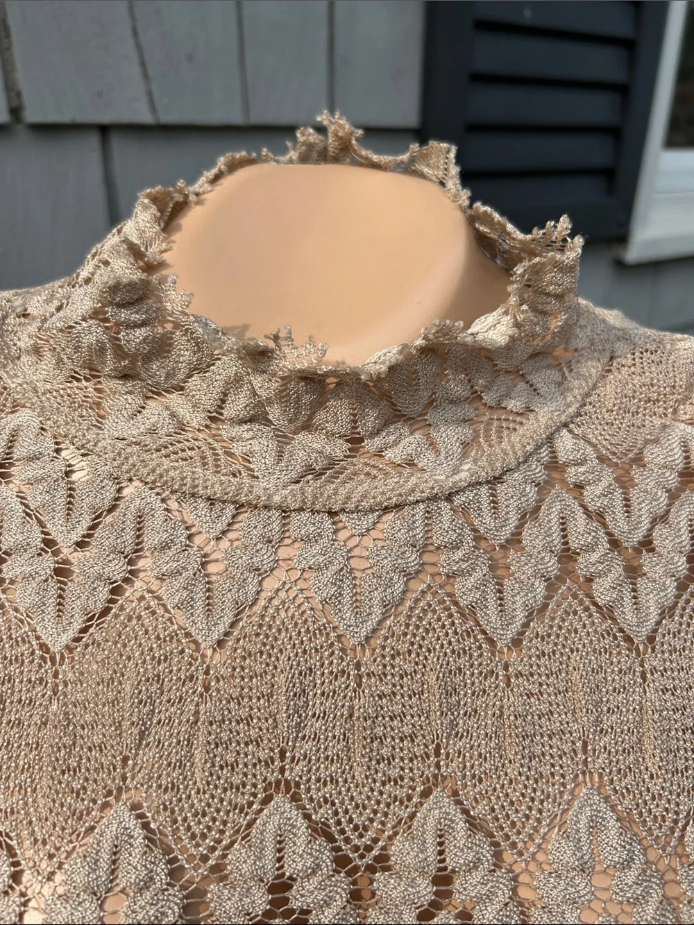 Free People Simone Mini Dress - Chevron Crochet Pattern + Bell Sleeves - Callout